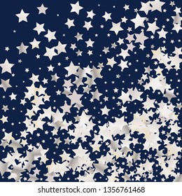 Spray of stars. Isolated gradient celestial elements. Pearl nacre shine. Holiday celebration luminous vector background for celebration decorations,  flyers, posters.