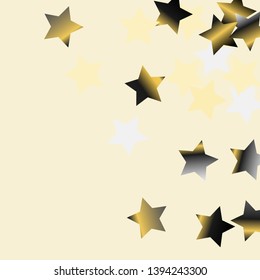 Spray of stars. Isolated gradient celestial elements. Platinum chrome metal shine. Holiday celebration luminous vector background for celebration decorations,  flyers, posters.