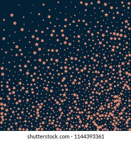 Spray of stars. Isolated gradient stellar elements. Copper metallic gloss. Holiday celebration luminous vector background for celebration decorations, packaging, flyers, posters.