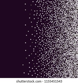 Spray of stars. Isolated gradient stellar elements. Silver metal glitter. Festive iridescent holographic effect vector background for celebration decorations, flyers, posters.