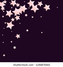Spray of stars. Isolated gradient stellar elements. Pink purple pearl nacre glitter. Festive iridescent holographic effect vector background for celebration decorations, flyers, posters.