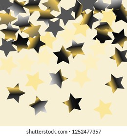 Spray of stars. Isolated gradient stellar elements. Platinum chrome metal glitter. Holiday celebration luminous vector background for celebration decorations,  flyers, posters.