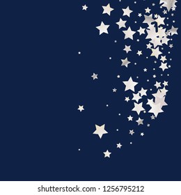 Spray of stars. Isolated gradient stellar elements. Pearl nacre gloss. Holiday celebration luminous vector background for celebration decorations,  flyers, posters.