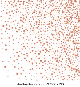 Spray of stars. Isolated gradient stellar elements. Copper metallic gloss. Holiday celebration luminous vector background for celebration decorations,  flyers, posters.