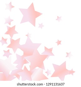 Spray of stars. Isolated gradient stellar elements. Pink purple pearl nacre gloss. Festive iridescent holographic effect vector background for celebration decorations, flyers, posters.