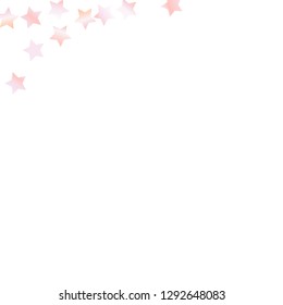 Spray of stars. Isolated gradient stellar elements. Pink purple pearl nacre shine. Holiday celebration luminous vector background for celebration decorations,  flyers, posters.