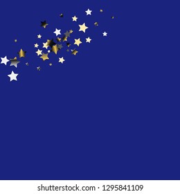 Spray of stars. Isolated gradient stellar elements. Platinum chrome metallic gloss. Holiday celebration luminous vector background for celebration decorations,  flyers, posters.