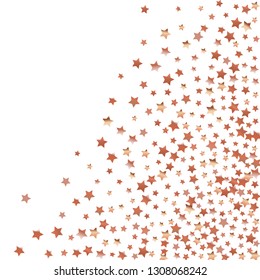Spray of stars. Isolated gradient stellar elements. Copper metal shine. Iridescent festive  celebration vector  background for celebration decorations, flyers, posters.