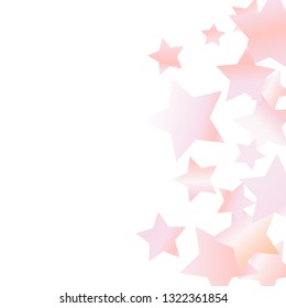 Spray of stars. Isolated gradient stellar elements. Pink purple pearl nacre glitter. Festive iridescent holographic effect vector background for celebration decorations, flyers, posters.