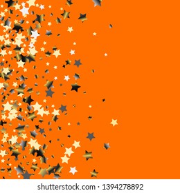 Spray of stars. Isolated gradient stellar elements. Platinum chrome metal glitter. Festive iridescent holographic effect vector background for celebration decorations, flyers, posters.