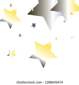 Spray of stars. Isolated yellow blue white  grey  gradient stellar elements. Holiday celebration luminous vector background for celebration decorations,  flyers, posters.