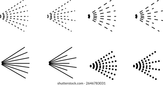  spray steam icon set. Aerosol spray symbol. Sign shower drops