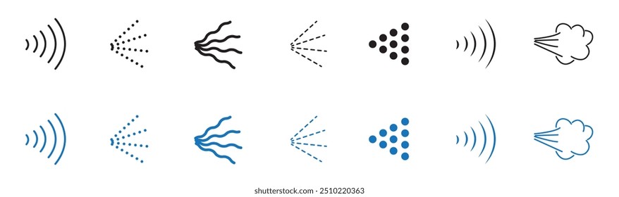 Ícones de vapor de spray. Vetor aerossol spray. ícone spray água. Ilustração vetorial.