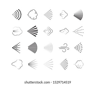 Spray symbols. Water gas nozzle steam spraying shower deodorant vector icon set