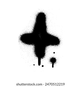 Spray textured graffiti doodle punk shape - cross. Hand drawn abstract scribble and squiggle, creative bold shape