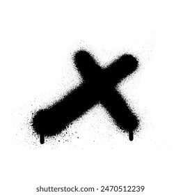 Spray textured graffiti doodle punk shape - cross. Hand drawn abstract scribble and squiggle, creative bold shape