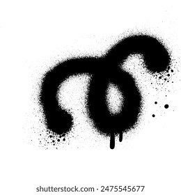 Spray textured graffiti doodle punk shape - twirl. Hand drawn abstract scribble and squiggle, creative bold shape