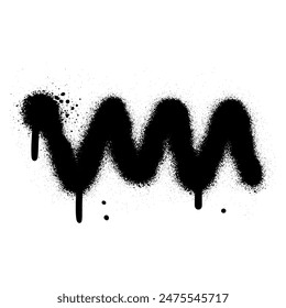 Spray textured graffiti doodle punk shape - ziz zag. Hand drawn abstract scribble and squiggle, creative bold shape