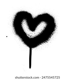 Spray textured graffiti doodle punk shape - heart. Hand drawn abstract scribble and squiggle, creative bold shape