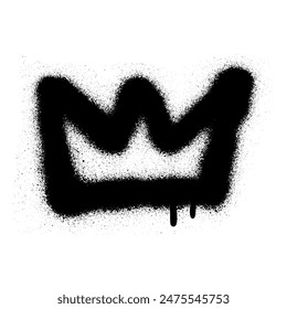 Spray textured graffiti doodle punk shape - crown. Hand drawn abstract scribble and squiggle, creative bold shape