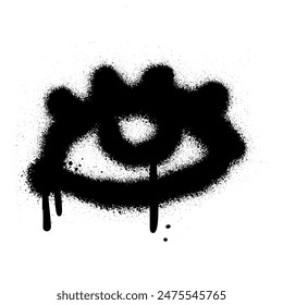 Spray textured graffiti doodle punk shape - eye. Hand drawn abstract scribble and squiggle, creative bold shape