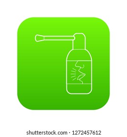 Spray for throat icon green vector isolated on white background