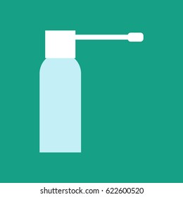 Spray for throat on the green background. Vector illustration