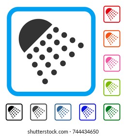 Spray Tool icon. Flat gray pictogram symbol inside a blue rounded rectangular frame. Black, gray, green, blue, red, orange color variants of Spray Tool vector. Designed for web and app interfaces.