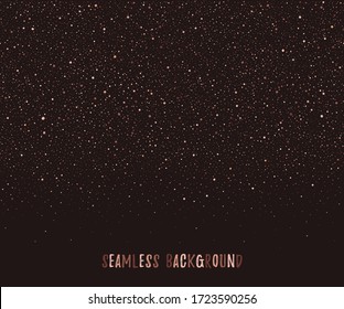 Spray, uneven tiny dots seamless vector border. Coffee, chocolate dark brown, beige blobs, blots, spots texture, pattern. Paint splash, chaotic grunge splatter, flecks, specks hand drawn background.