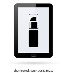 spray vector icon on a realistic tablet. Flat design style.