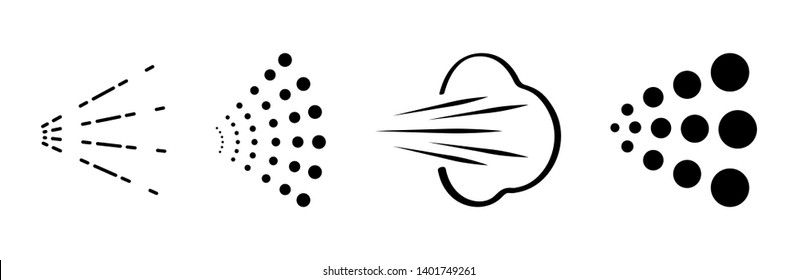 Spray vector icons set. Water or air sprayer nozzle for paint aerosol or deodorant. Vector spray logo set