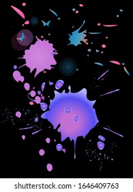 Pintura vectorial de pulverización, fondo de salpicadura de color agua, pintura colorida cae sobre textura