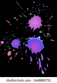 Pintura vectorial de pulverización, fondo de salpicadura de color agua, pintura colorida cae sobre textura