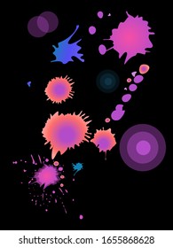 Pintura vectorial de pulverización, fondo de salpicadura de color agua, pintura colorida cae sobre textura