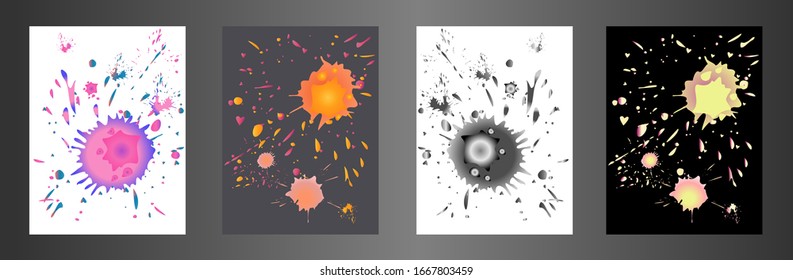 Pintura vectorial de pulverización, fondo de salpicadura de color agua, pintura colorida cae sobre textura