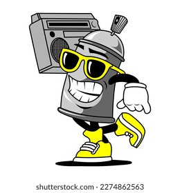 Spray walking character vector. stickers, tattoos.