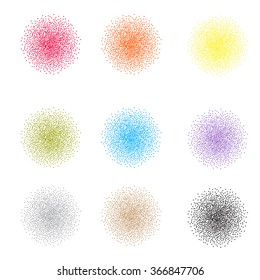 Spray watercolor. Colors of rainbow. Watercolor imitation. Set strokes. Isolated on white background color.