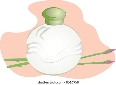Spray-Bottle with green cap on brown background 	
