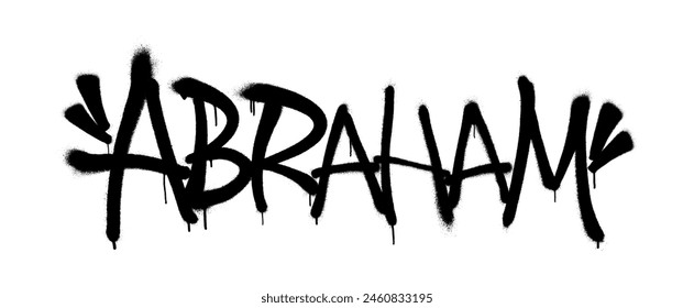 Sprayed Abraham name with overspray in black over white. Vector illustration.