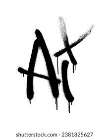 Sprayed ai font graffiti with overspray in black over white. Vector illustration.