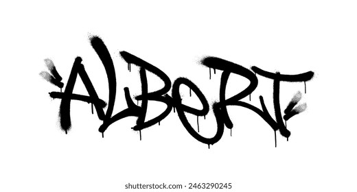 Sprayed Albert name with overspray in black over white. Vector illustration.