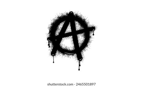 Sprayed anarchy symbol, black isolated silhouette