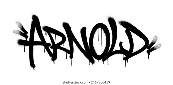 Sprayed Arnold name with overspray in black over white. Vector illustration.