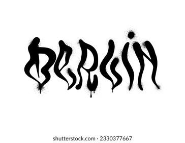 Sprayed Berlin Germany font graffiti with overspray in black over white. Vector illustration eps 10