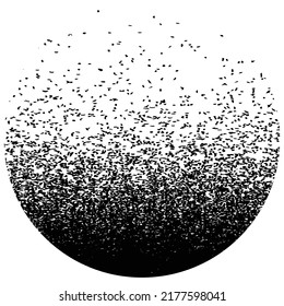 Sprayed black circle form .Graffiti art design . Noise dispersion circle . Spray effect .Grunge texture . Distressed element .vector 