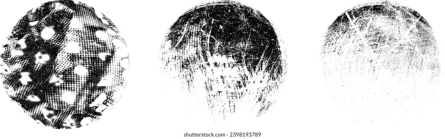 Sprayed black circle set.Graffiti art design . Noise dispersion circle . Spray effect .Grunge texture . Distressed element .vector 