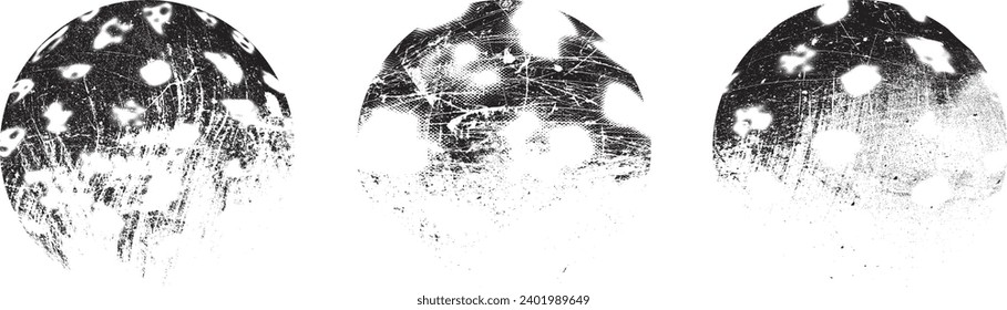 Bespritzt schwarzen Kreis Set.Graffiti art design . Geräuschstreuungskreis Spritzeffekt .Grunge Textur . Distressives Element .Vektor
