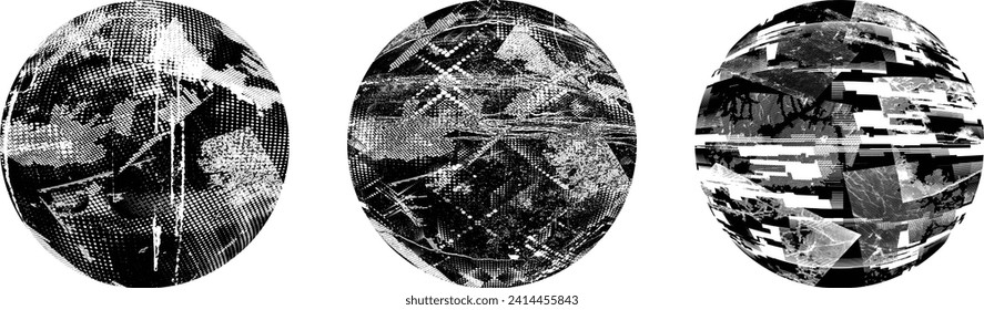 Sprayed black circle set.Graffiti art design . Noise dispersion circle . Spray effect .Grunge texture . Distressed element .vector
