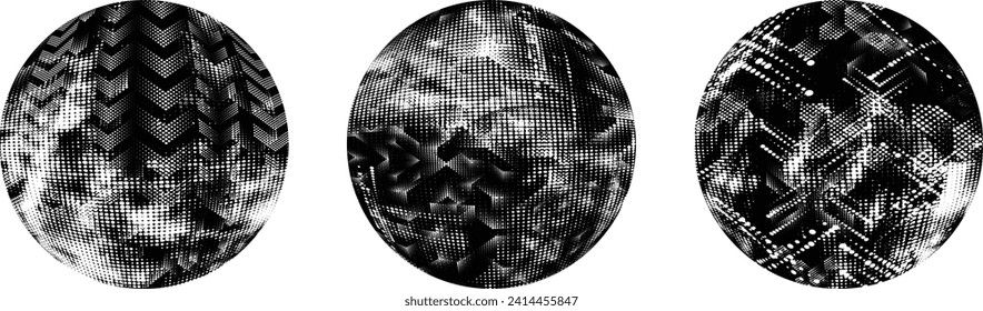 Bespritzt schwarzen Kreis Set.Graffiti art design . Geräuschstreuungskreis Spritzeffekt .Grunge Textur . Distressives Element .Vektor