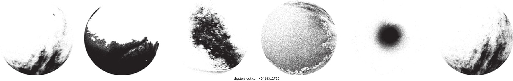 Sprayed black circle set.Graffiti art design . Noise dispersion circle . Spray effect .Grunge texture . Distressed element .vector